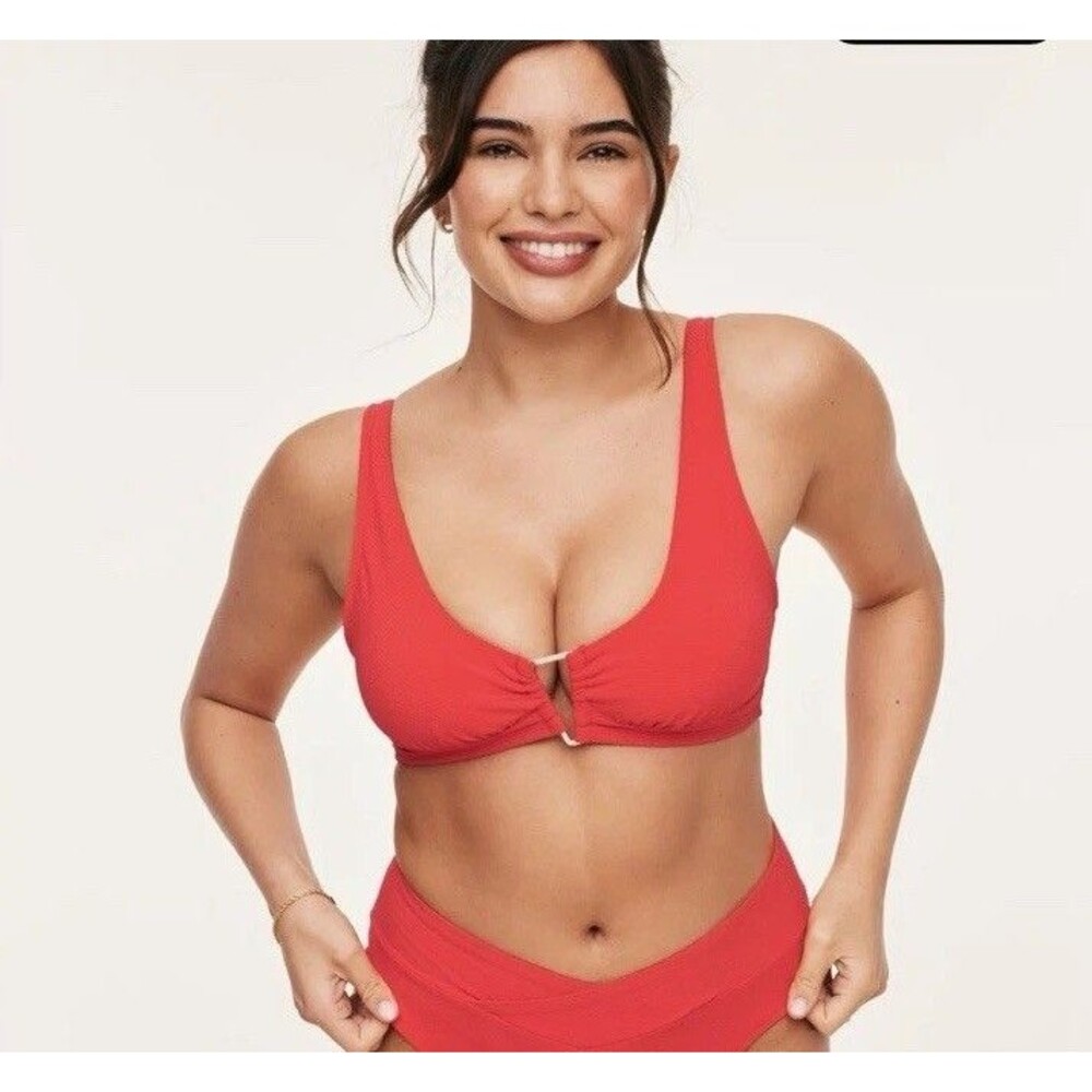 NWT Adore Me Caroline Coral Red Bikini Top Size Large